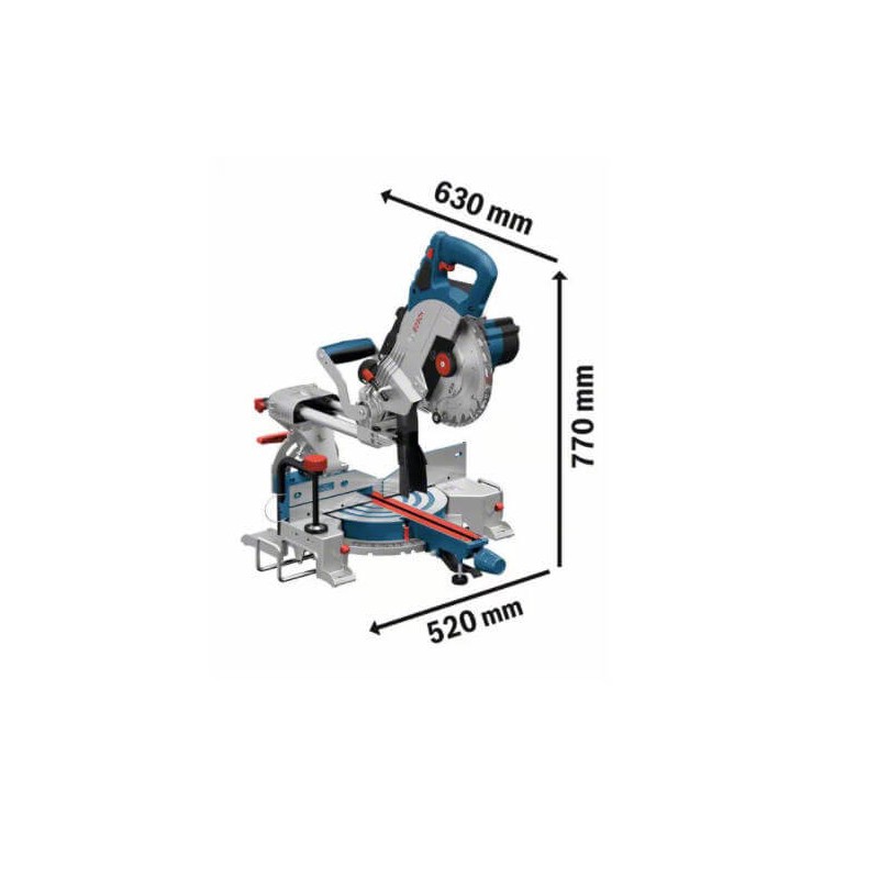 dimension scie a onglet bosch professionnel gcm18v 216